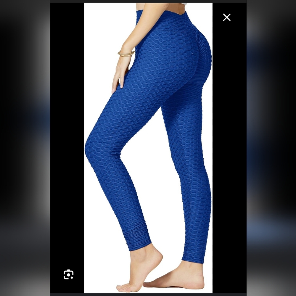 Concreited Scrunch Butt Textured Blue Leggings S-M